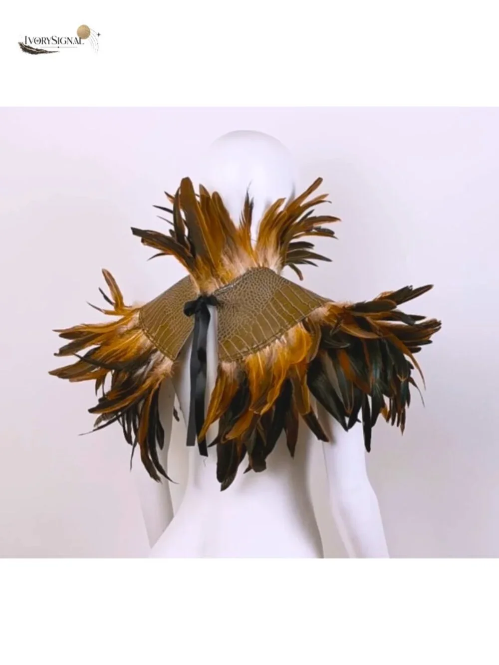 Feather Shrug Cape Lace Shawl Collar Witch Cosplay Costume Halloween Carnival